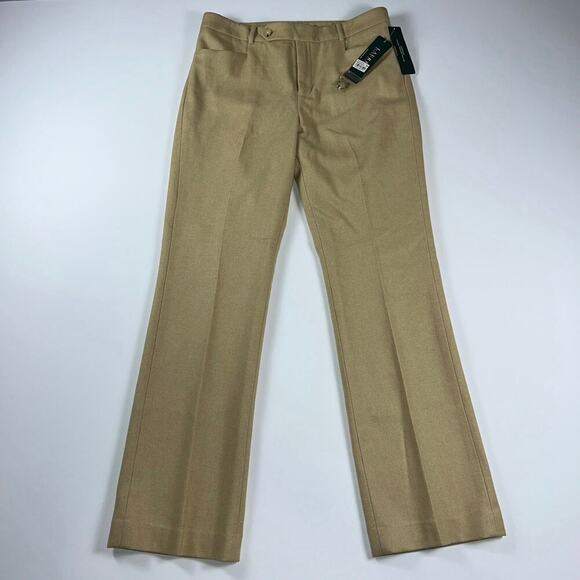 Lauren by Ralph Lauren Adelle Virgin Wool Tan Herringbone Dress Pants Size 8 - Picture 1 of 12